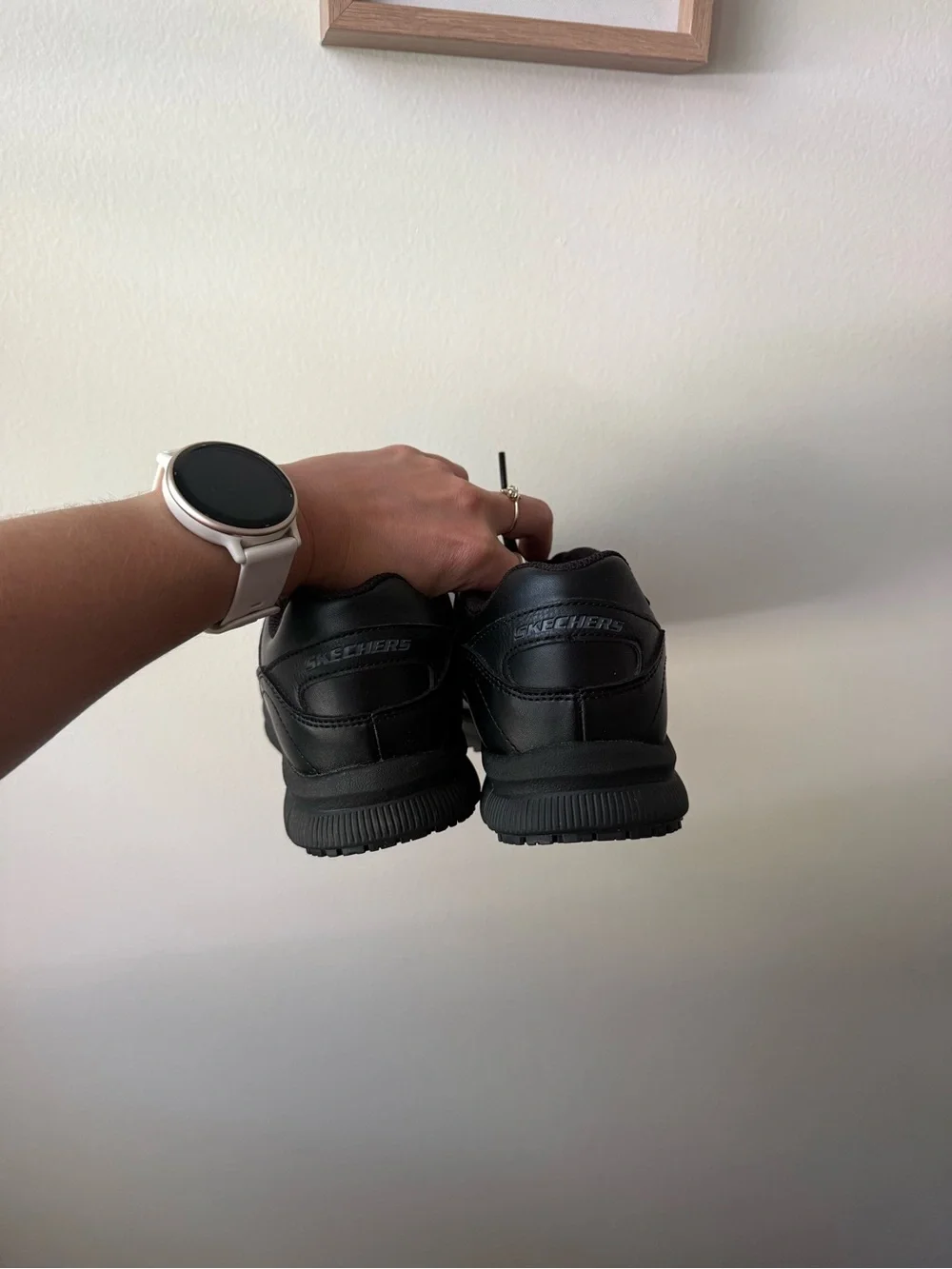Skechers Black Leather Non-Slip Sneakers